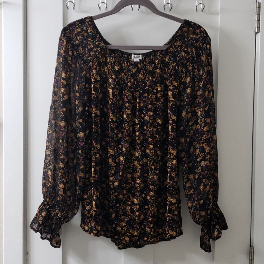 1X Westport floral - boat neck blouse